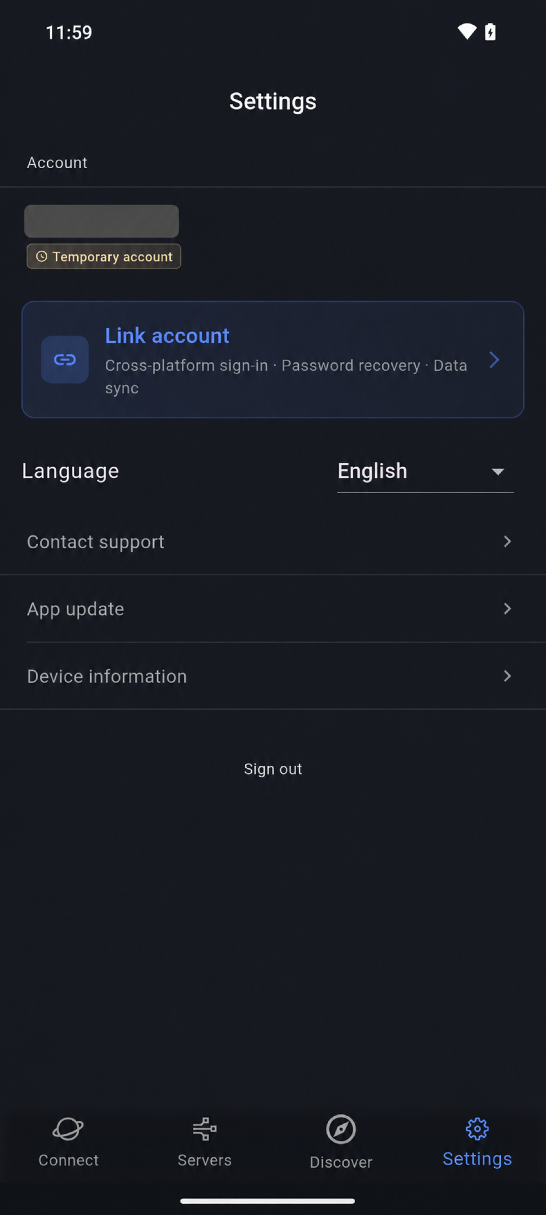 StarSpeed settings screen